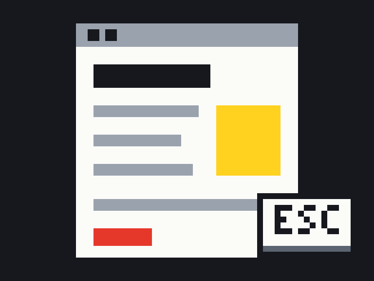 The same page, whole again, next to an Esc key.